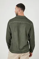 Men Lyocell Mineral Wash Shirt in Olive Medium