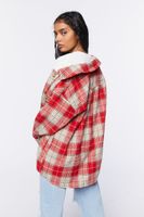 Women's Plaid Button-Front Shacket in Red Small