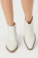 Women's Faux Leather Pointed Toe Booties in Cream, 6