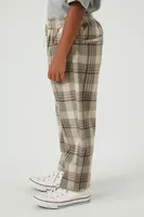 Kids Drawstring Plaid Pants (Girls + Boys) in Cream, 5/6