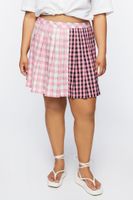 Women's Reworked Plaid Mini Skirt in Pink, 0X