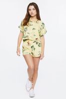 Women's Tropical Print Linen-Blend Shirt in Mimosa Large