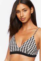 Women's Gingham Crop Top & Shorts Set in Black/White Large