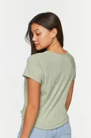 Women's Lettuce-Edge Short-Sleeve T-Shirt in Mermaid Small