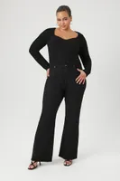 Women's Ribbed Sweetheart Sweater in Black, 3X