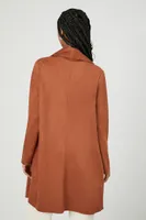 Women's Faux Suede Open-Front Trench Coat in Chestnut Small