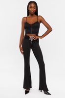 Women's Lace Hook-and-Eye Bustier Crop Top in Black Medium