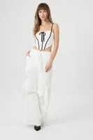 Women's Tie-Front Ruched Cami White/Black