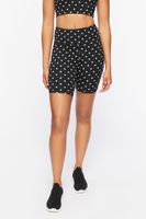 Women's Active Polka Dot Biker Shorts in Black/White, XS