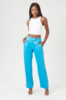 Women's Satin High-Rise Straight Pants