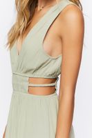 Women's Plunging Cutout Mini Dress in Sage Large