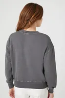 Women's French Terry Mineral Wash Pullover in Dark Grey Small