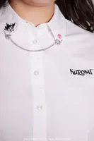 Women's Kuromi Chain Collar Shirt in White, 3X