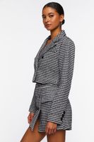 Women's Houndstooth Double-Breasted Blazer Black/White