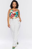 Women's Belted Wide-Leg Pants in White, 0X