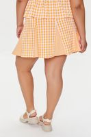 Women's Mixed Plaid Mini Skirt in Orange, 2X