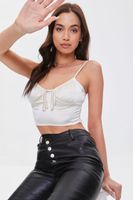 Women's Satin Self-Tie Cropped Cami in Cream Large