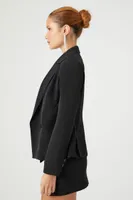 Women's Notched Double-Breasted Blazer in Black Large