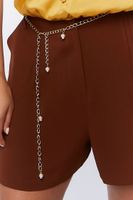 Women's Chain Belt Pintucked Shorts in Chocolate, 1X