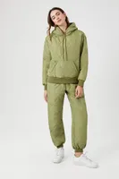 Women's Quilted Nylon Joggers in Olive Medium