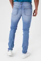 Men Stone Wash Skinny Jeans Medium Denim,