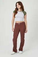 Women's Belted Denim Cargo Jeans in Brown, 27