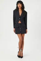 Women's Plunging Split-Hem Cropped Blazer Black