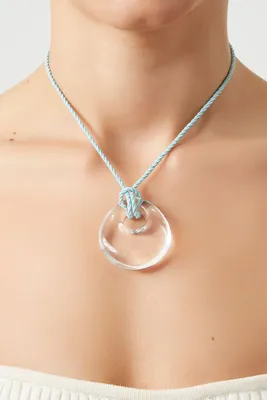 Women's Clear Pendant Rope Necklace in Blue/Clear