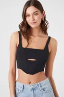 Women's Cutout Lace-Up Cropped Cami in Black Medium