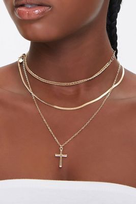 Women's Upcycled Cross Pendant Necklace in Gold