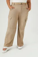 Women's Belted Wide-Leg Cargo Pants