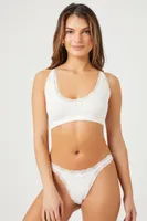 Women's Seamless Lace-Trim Thong Panty in Vanilla Medium