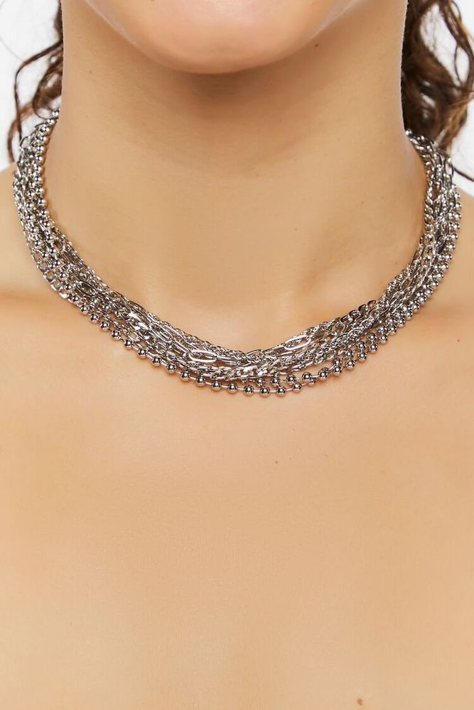 Women's Multi-Chain Layered Necklace in Silver