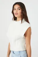 Women's Cable Knit Crew Vest in Vanilla Small