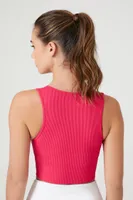 Women's Seamless Ribbed Knit Sports Bra Hibiscus