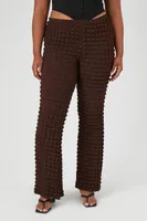 Women's Textured Flare Pants in Dark Brown, 2X