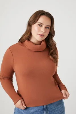 Women's Sweater-Knit Turtleneck Top Chestnut,