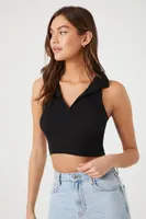 Women's Racerback Cropped Tank Top in Black Large