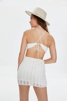 Women's Crochet Cutout Mini Dress in Cream Large