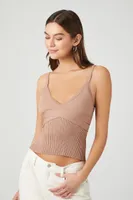 Women's Compact Ribbed Knit Cami in Brown Small