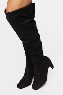 Women's Faux Suede Over-the-Knee Boots Black,