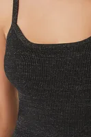 Women's Bodycon Ribbed Sweater Dress in Black/Silver Small