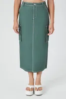 Women's Twill Cargo Midi Skirt in Cypress Small