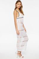 Women's Crochet Semi-Sheer Midi Dress in Cream Medium