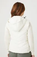 Women's Hooded Quilted Puffer Vest in Cream Small