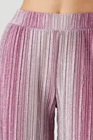 Women's Metallic Knit Wide-Leg Pants in Pink Small