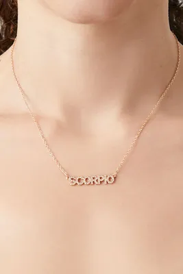 Women's Rhinestone Astrology Pendant Necklace in Gold/Scorpio