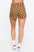 Women's Checkered Print Shorts in Brown/Light Brown Small