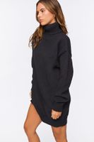 Women's Turtleneck Mini Sweater Dress in Black, XL