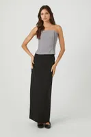 Women's Pleated Strapless Top in Grey Medium